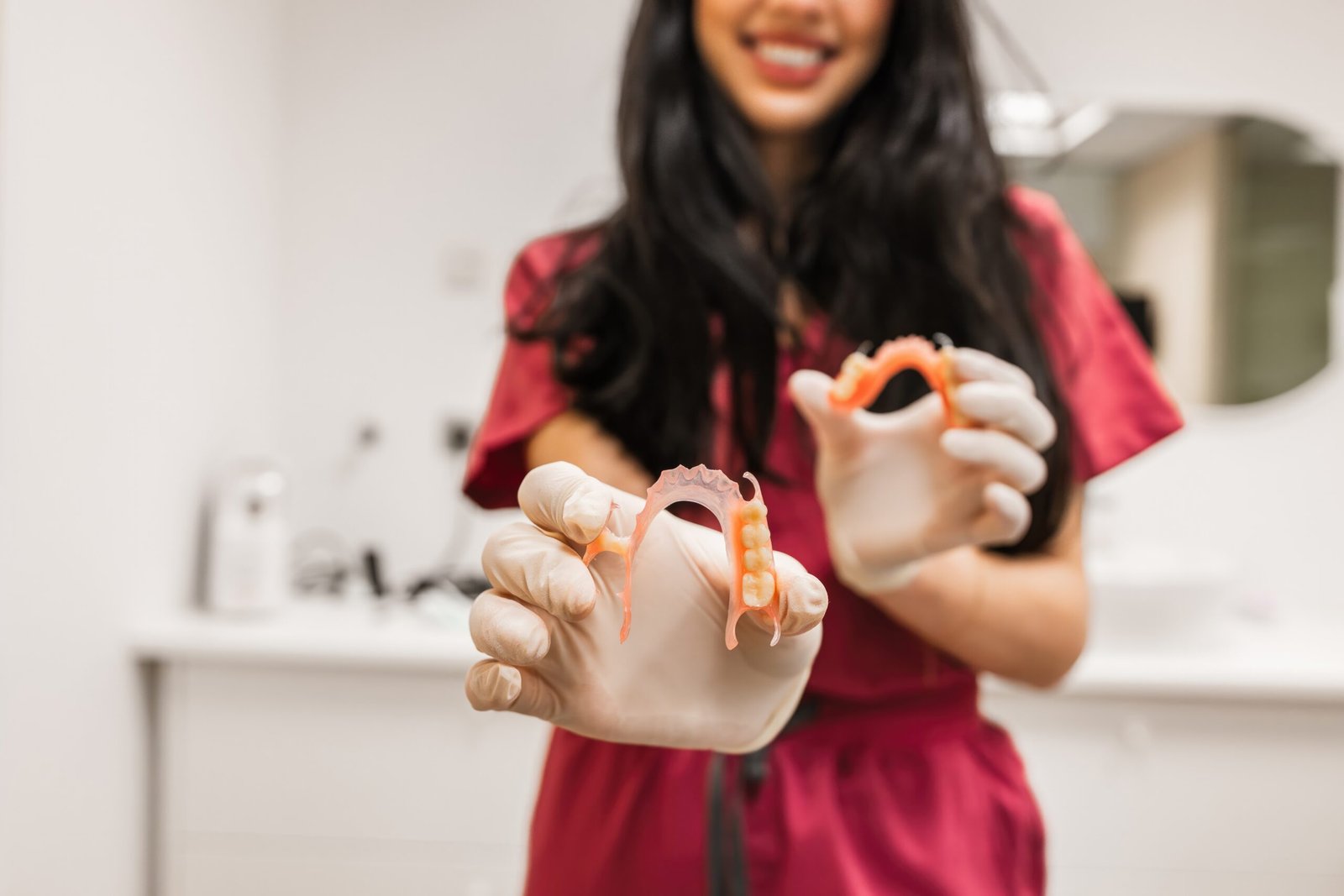 Dentist Showing Partial Dentures