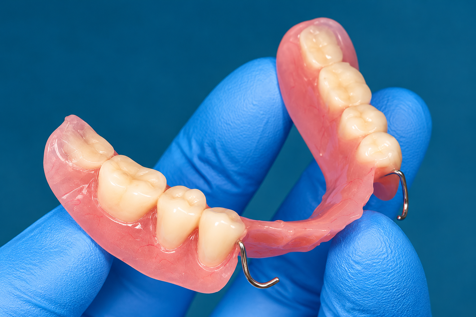 Acrylic Partial Denturist Showing Patient Dentures